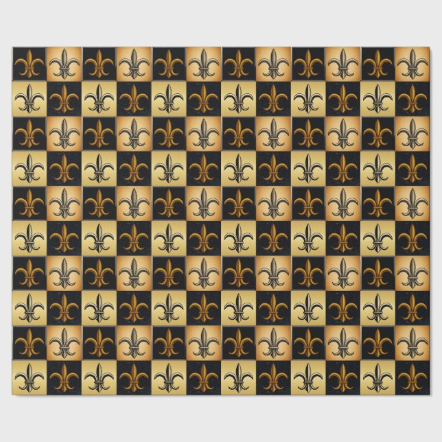 Fleur De Lis Fyrkantig Kakel Presentpapper (Seam)