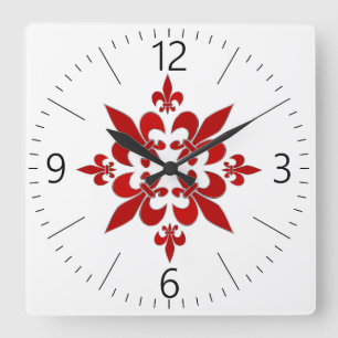 Fleur de Lis Fyrkantig Klocka