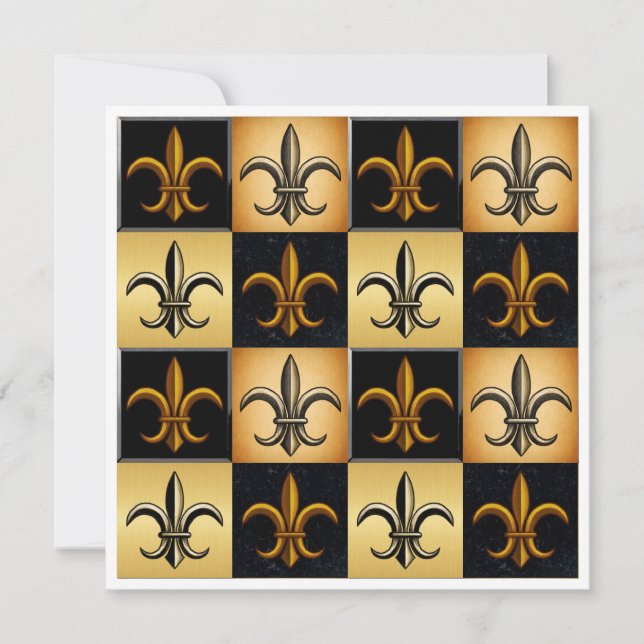 Fleur De Lis Fyrkantiga Kakel Inbjudan (Framsida)