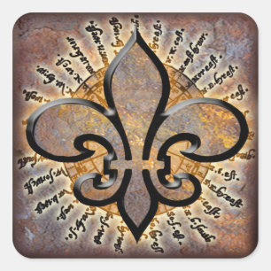 Fleur De Lis Fyrkantigt Klistermärke