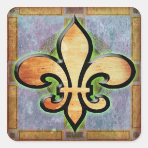 Fleur De Lis Fyrkantigt Klistermärke