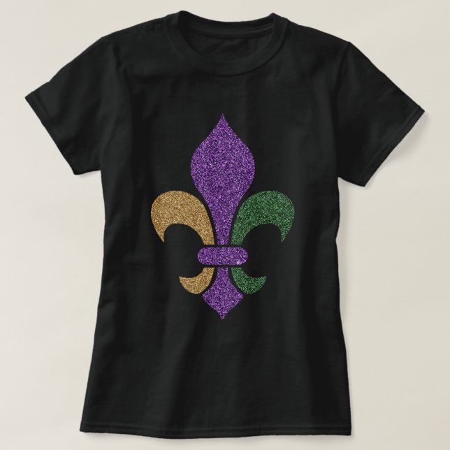 Fleur De Lis Glitter Effect Mardi Gras 2018 T Shirt (Design framsida)