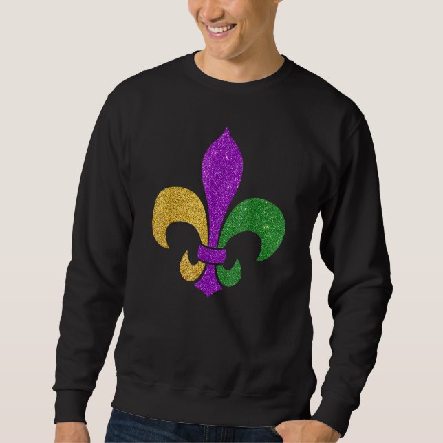 Fleur De Lis Glitter Effect Mardi Gras_3 Lång Ärmad Tröja (Framsida)