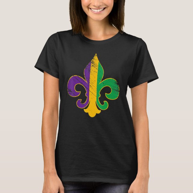 Fleur De Lis Glitter Effect Mardi Gras 4 T Shirt (Framsida)