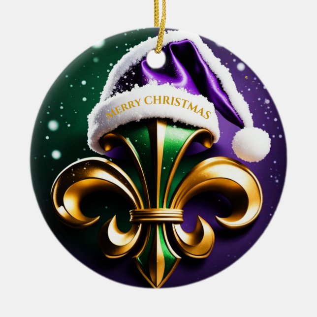 Fleur De Lis God jul Design Julgransprydnad Keramik (Framsidan)