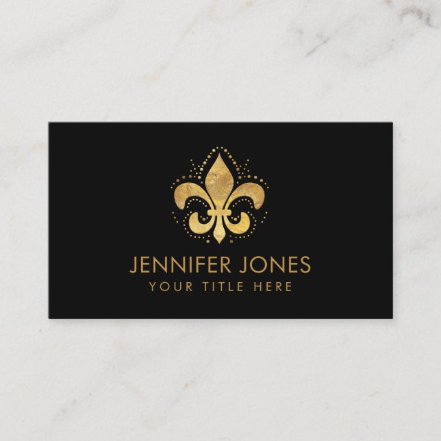 Fleur-de-lis Golden Embossed Visitkort (Framsida)
