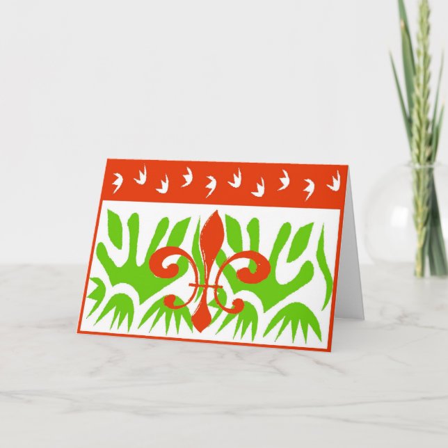 Fleur De Lis Göra sammandrag jul Helgkort (Framsida)