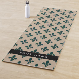 Fleur de Lis, Green on Beige, Royal, Your Name