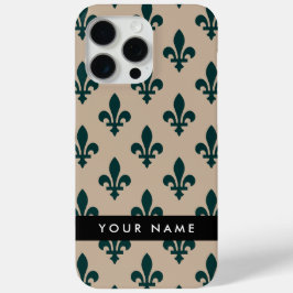 Fleur de Lis, Green on Beige, Royal, Your Name