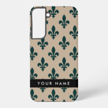 Fleur de Lis, Green on Beige, Royal, Your Name