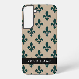 Fleur de Lis, Green on Beige, Royal, Your Name