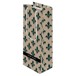 Fleur de Lis, Green on Beige, Royal, Your Name