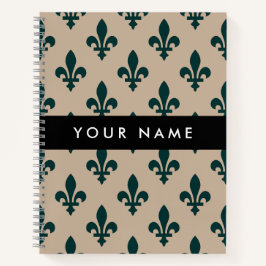 Fleur de Lis, Green on Beige, Royal, Your Name