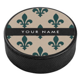 Fleur de Lis, Green on Beige, Royal, Your Name