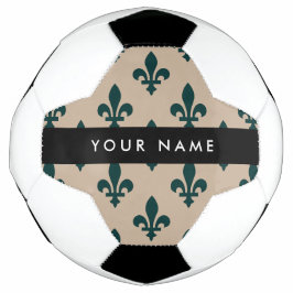 Fleur de Lis, Green on Beige, Royal, Your Name