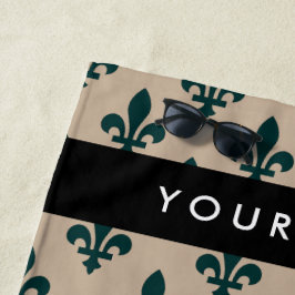 Fleur de Lis, Green on Beige, Royal, Your Name