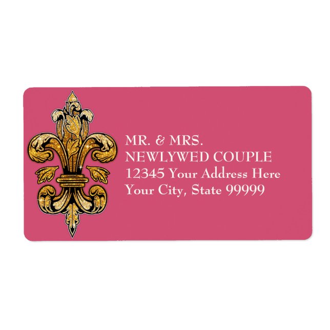 Fleur de Lis Guld Black Forme Elegant Shock rosa Fraktsedel (Framsidan)