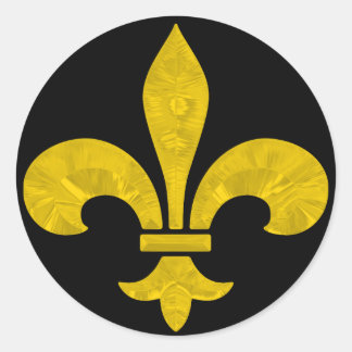 Fleur De Lis Guld Löv cut Runt Klistermärke