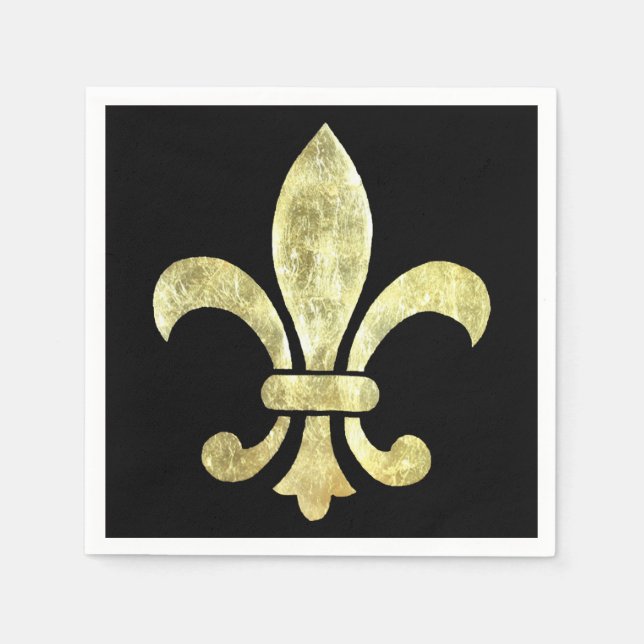 Fleur de Lis Guld Löv Pappersservett (Framsidan)