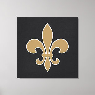 Fleur de Lis Guld med vit och svart kontur Canvastryck