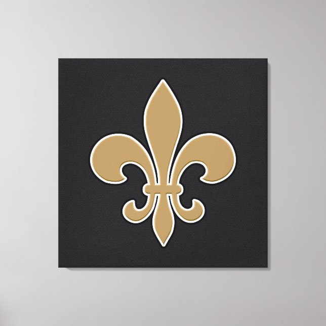 Fleur de Lis Guld med vit och svart kontur Canvastryck (Framsida)