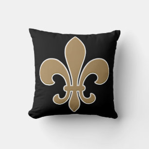 Fleur de Lis Guld med vit och svart kontur Kudde