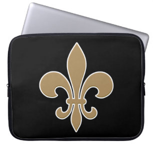 Fleur de Lis Guld med vit och svarten skisserar Laptop Sleeve