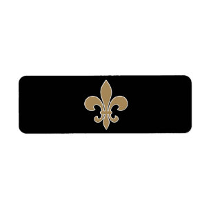 Fleur de Lis Guld med vit och svarten skisserar Returadress Etikett