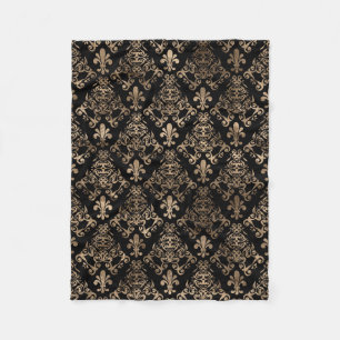 Fleur-de-lis-guld på svart fleecefilt