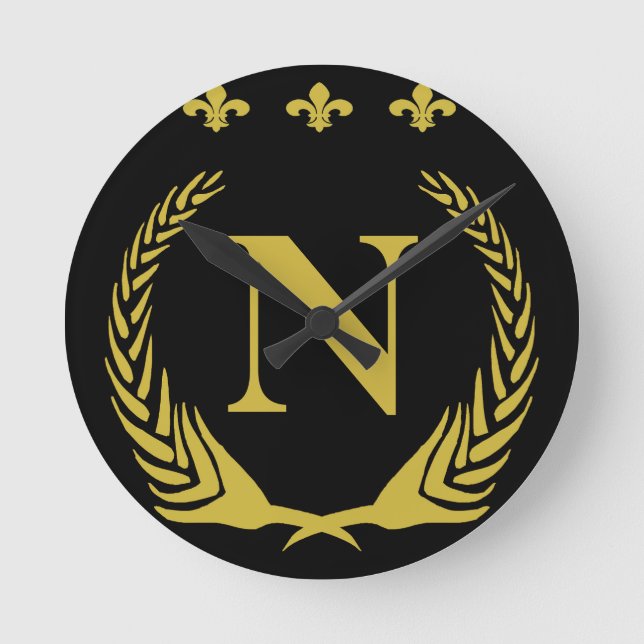 Fleur De Lis Guld Rund Klocka (Framsida)