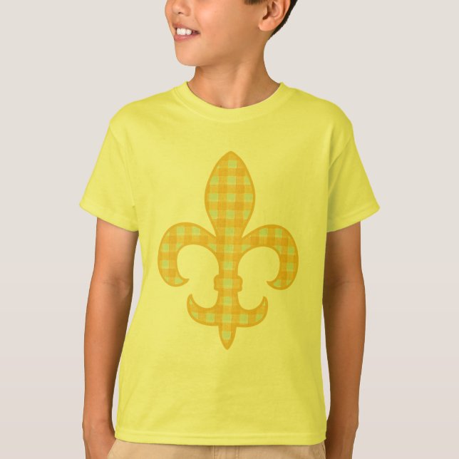 Fleur de lis Gulna Gingham lurar t-skjortan Tee (Framsida)