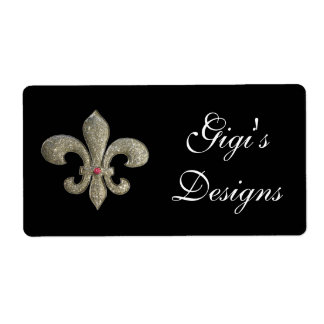Fleur de lis handgjorda etiketter fraktsedel
