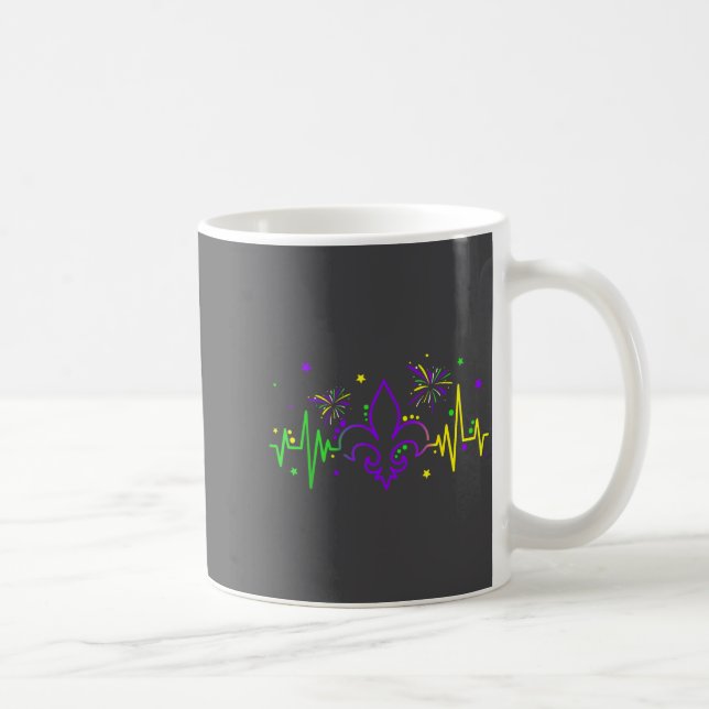 Fleur De Lis Heartbeat Nurse Mardi Gras Carnival M Kaffemugg (Höger)