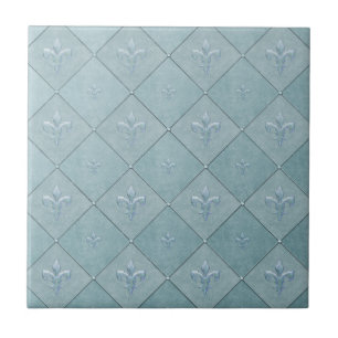 Fleur De Lis i Aqua Kakelplatta