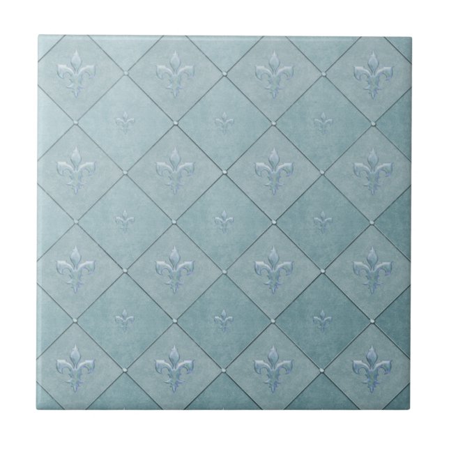 Fleur De Lis i Aqua Kakelplatta (Framsidan)