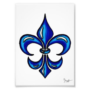 Fleur de Lis i blått Fototryck