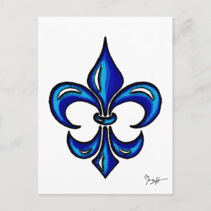 Fleur de Lis i blått Vykort