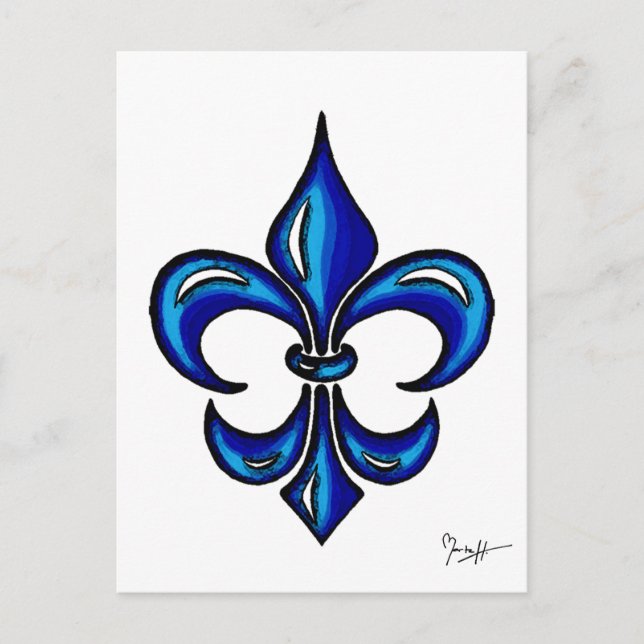 Fleur de Lis i blått Vykort (Framsida)