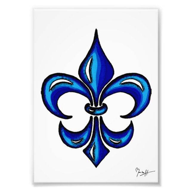 Fleur de Lis i Blue Fototryck (Framsidan)