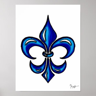 Fleur de Lis i Blue Poster