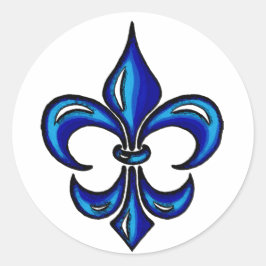 Fleur de Lis i Blue Runt Klistermärke