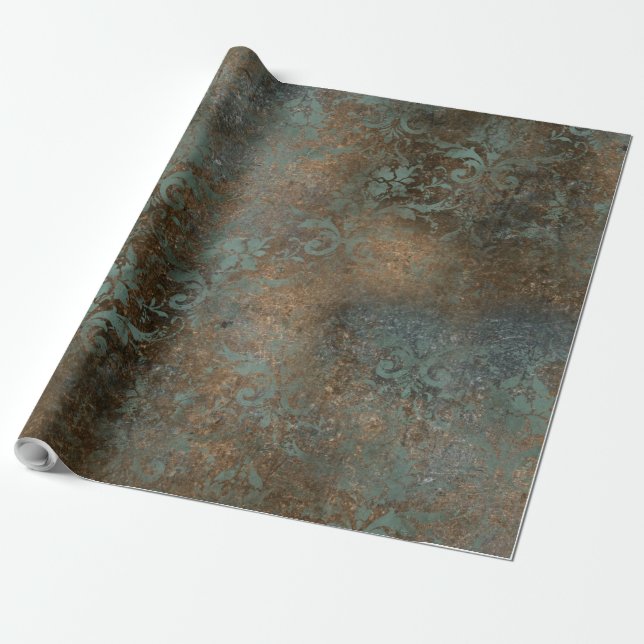 Fleur De Lis i ett Rusty Background Presentpapper (Utrullad)