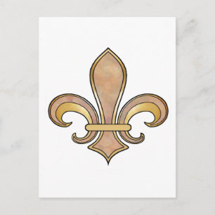 Fleur de Lis i fast färg-Beige eller kaffe Vykort