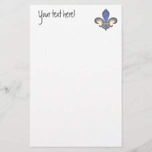 Fleur de Lis i fast färg - mörk - blått Brevpapper
