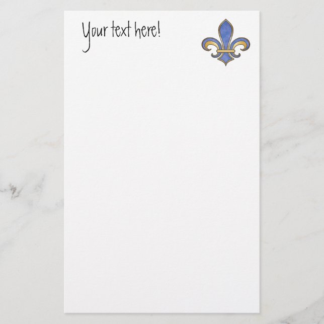 Fleur de Lis i fast färg - mörk - blått Brevpapper (Framsida)