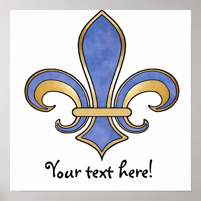 Fleur de Lis i fast färg - Mörk blått Poster (Framsidan)