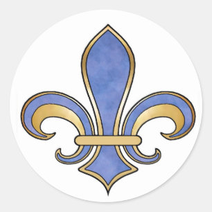 Fleur de Lis i fast färg - Mörk blått Runt Klistermärke
