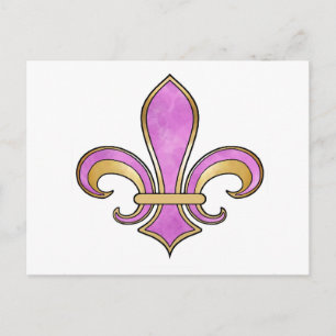 Fleur de Lis i fast färg - Rosa eller Cerise Vykort