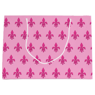 Fleur de Lis i Fuchsia Rosa på Ljus rosa