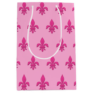 Fleur de Lis i Fuchsia Rosa på Ljus rosa